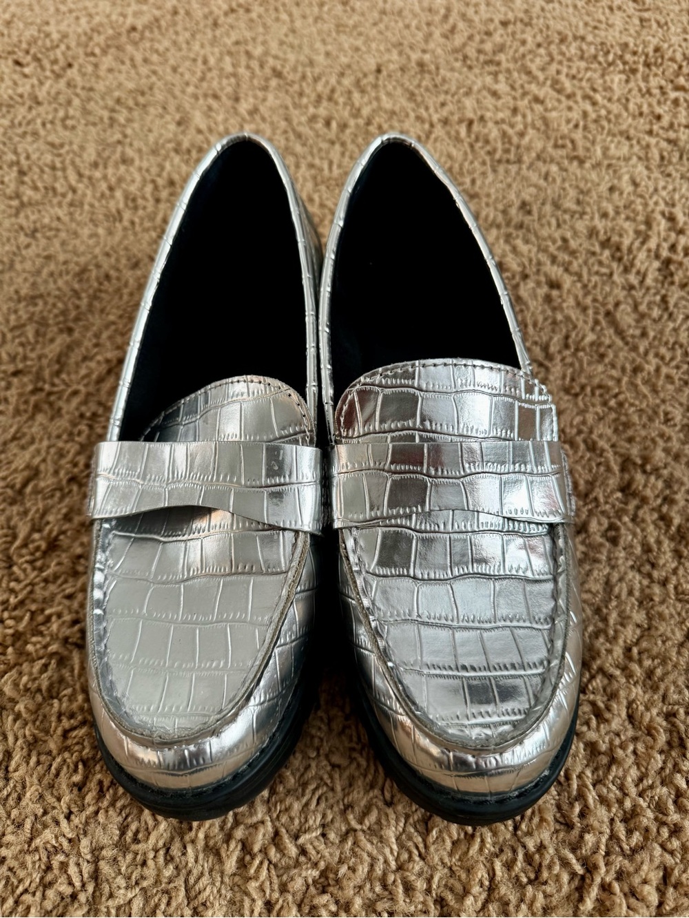 Old Navy Silver Croc-Embossed Loafers